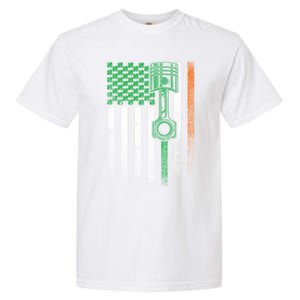 Car Guy Mechanic Gift St Patrick's Day Irish American Flag Gift Garment-Dyed Heavyweight T-Shirt