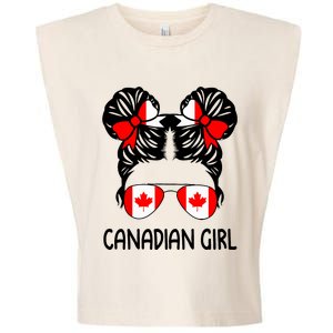 Canadian Girl Messy Hair Canada Pride Patriotic Garment-Dyed Women's Muscle Tee