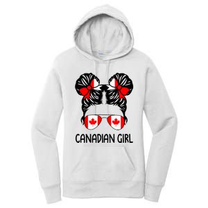 Canadian Girl Messy Hair Canada Pride Patriotic Women's Pullover Hoodie