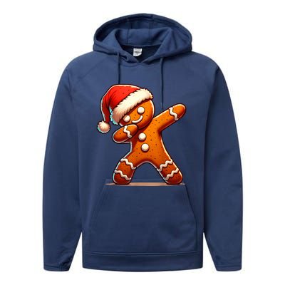 Christmas Gingerbread Man Dabbing Boy Santa Xmas Funny Performance Fleece Hoodie