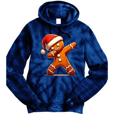 Christmas Gingerbread Man Dabbing Boy Santa Xmas Funny Tie Dye Hoodie