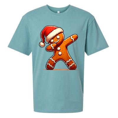 Christmas Gingerbread Man Dabbing Boy Santa Xmas Funny Sueded Cloud Jersey T-Shirt