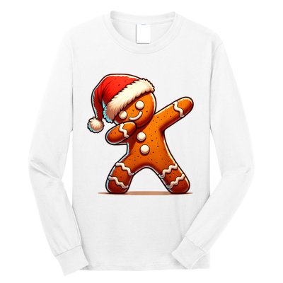 Christmas Gingerbread Man Dabbing Boy Santa Xmas Funny Long Sleeve Shirt