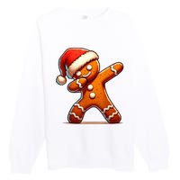 Christmas Gingerbread Man Dabbing Boy Santa Xmas Funny Premium Crewneck Sweatshirt