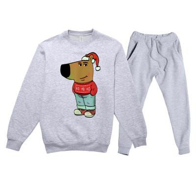 Chill Guy My New Character Meme Christmas Chill Guy Premium Crewneck Sweatsuit Set