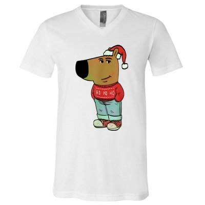 Chill Guy My New Character Meme Christmas Chill Guy V-Neck T-Shirt