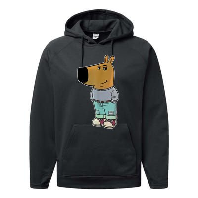 Chill Guy Meme Funny Dog Performance Fleece Hoodie