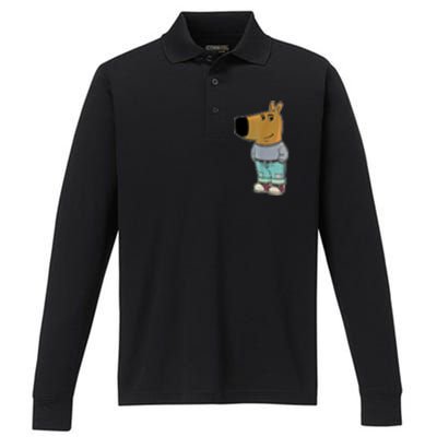 Chill Guy Meme Funny Dog Performance Long Sleeve Polo