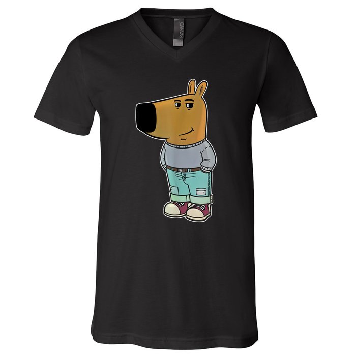 Chill Guy Meme Funny Dog V-Neck T-Shirt