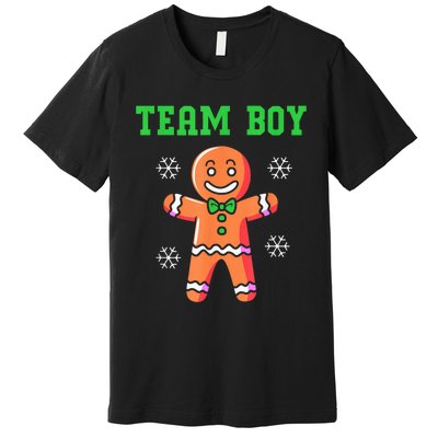 Christmas Gingerbread Man Team Boy Gender Reveal Premium T-Shirt