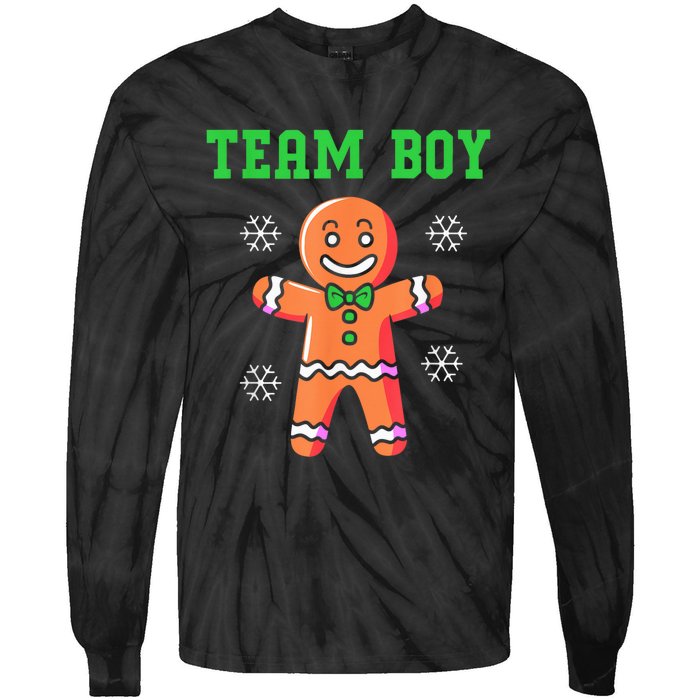 Christmas Gingerbread Man Team Boy Gender Reveal Tie-Dye Long Sleeve Shirt