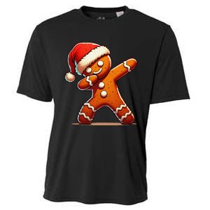 Christmas Gingerbread Man Dabbing Santa Xmas Funny Gift Cooling Performance Crew T-Shirt