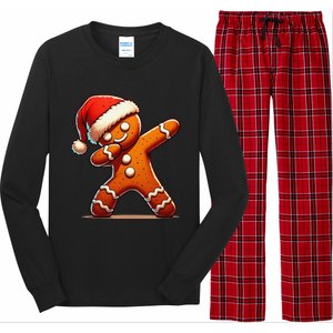 Christmas Gingerbread Man Dabbing Santa Xmas Funny Gift Long Sleeve Pajama Set