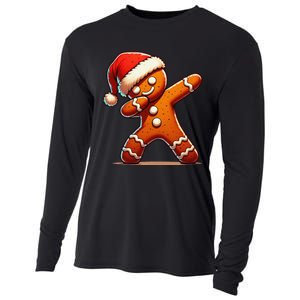 Christmas Gingerbread Man Dabbing Santa Xmas Funny Gift Cooling Performance Long Sleeve Crew