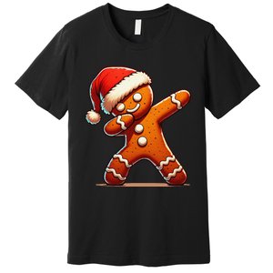 Christmas Gingerbread Man Dabbing Santa Xmas Funny Gift Premium T-Shirt