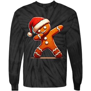 Christmas Gingerbread Man Dabbing Santa Xmas Funny Gift Tie-Dye Long Sleeve Shirt