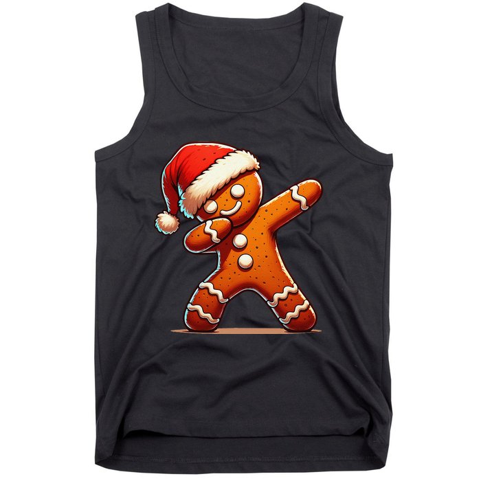 Christmas Gingerbread Man Dabbing Santa Xmas Funny Gift Tank Top