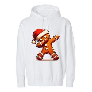 Christmas Gingerbread Man Dabbing Santa Xmas Funny Gift Garment-Dyed Fleece Hoodie