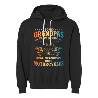 Cool Grandpa Motorcycle Design For Biker Motorbike Lover Garment-Dyed Fleece Hoodie