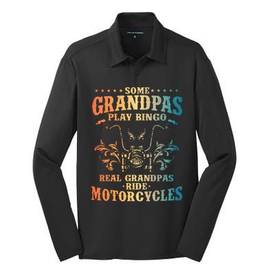 Cool Grandpa Motorcycle Design For Biker Motorbike Lover Silk Touch Performance Long Sleeve Polo