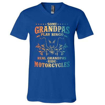 Cool Grandpa Motorcycle Design For Biker Motorbike Lover V-Neck T-Shirt