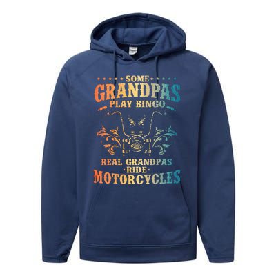 Cool Grandpa Motorcycle Design For Biker Motorbike Lover Performance Fleece Hoodie