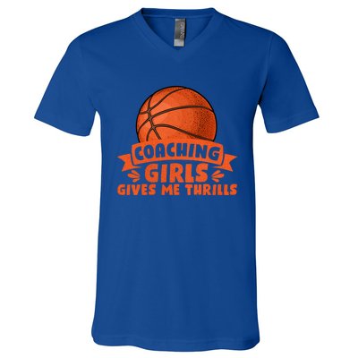 Coaching Gives Me Thrills Gift Basketball Coach Gift V-Neck T-Shirt