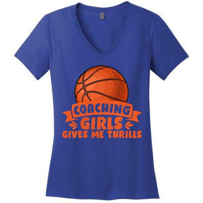 Coaching Gives Me Thrills Gift Basketball Coach Gift Women's V-Neck T-Shirt