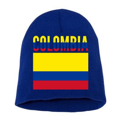 Colombian Gift Meaningful Gift Colombia Country Flag Great Gift Short Acrylic Beanie