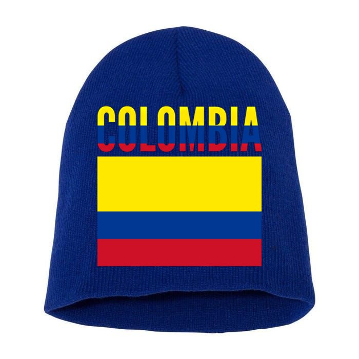 Colombian Gift Meaningful Gift Colombia Country Flag Great Gift Short Acrylic Beanie