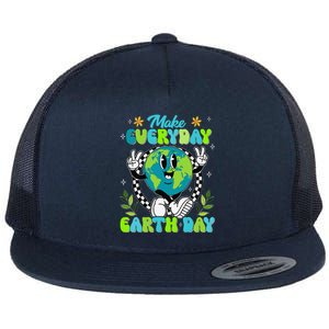 Cute Groovy Make Everyday Earth Day Classroom Teachers Flat Bill Trucker Hat