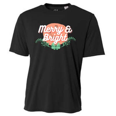 Christmas Graphic Merry And Bright Text Holiday Cooling Performance Crew T-Shirt