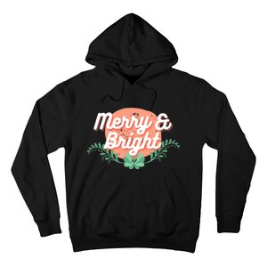 Christmas Graphic Merry And Bright Text Holiday Hoodie