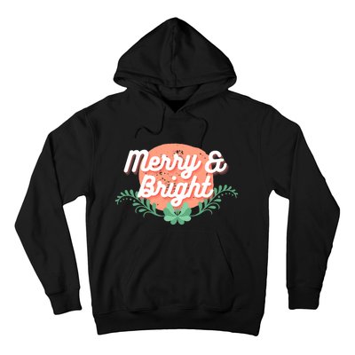 Christmas Graphic Merry And Bright Text Holiday Hoodie