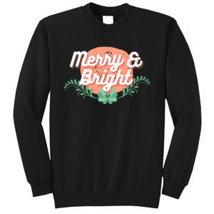 Christmas Graphic Merry And Bright Text Holiday Sweatshirt