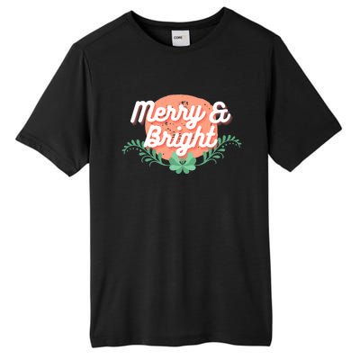 Christmas Graphic Merry And Bright Text Holiday Tall Fusion ChromaSoft Performance T-Shirt