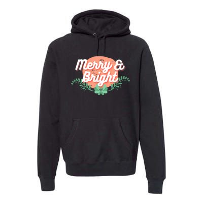 Christmas Graphic Merry And Bright Text Holiday Premium Hoodie