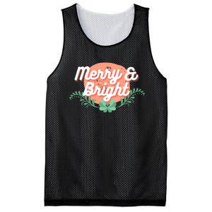 Christmas Graphic Merry And Bright Text Holiday Mesh Reversible Basketball Jersey Tank