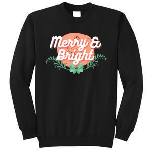 Christmas Graphic Merry And Bright Text Holiday Tall Sweatshirt