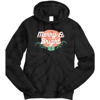 Christmas Graphic Merry And Bright Text Holiday Tie Dye Hoodie