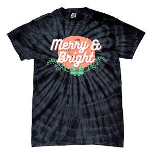 Christmas Graphic Merry And Bright Text Holiday Tie-Dye T-Shirt