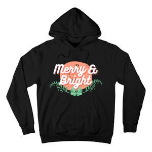 Christmas Graphic Merry And Bright Text Holiday Tall Hoodie