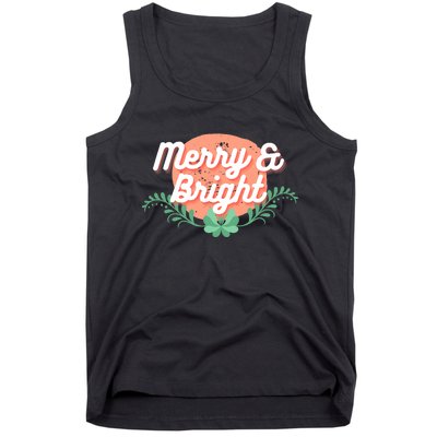 Christmas Graphic Merry And Bright Text Holiday Tank Top