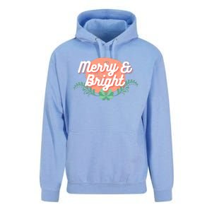 Christmas Graphic Merry And Bright Text Holiday Unisex Surf Hoodie