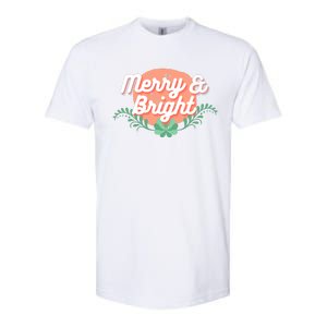 Christmas Graphic Merry And Bright Text Holiday Softstyle CVC T-Shirt