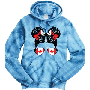 Canadian Girl Messy Hair Canada Pride Patriotic Tie Dye Hoodie