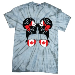 Canadian Girl Messy Hair Canada Pride Patriotic Tie-Dye T-Shirt