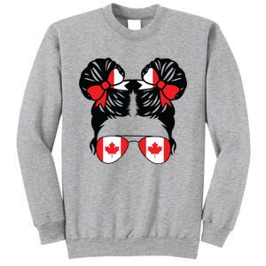 Canadian Girl Messy Hair Canada Pride Patriotic Tall Sweatshirt