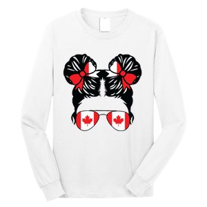 Canadian Girl Messy Hair Canada Pride Patriotic Long Sleeve Shirt