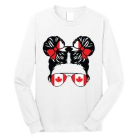 Canadian Girl Messy Hair Canada Pride Patriotic Long Sleeve Shirt